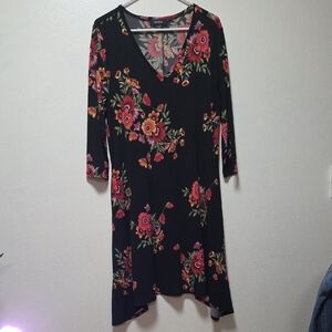 Karen Kane Black Asymmetrical Long Sleeve Sheath Dress